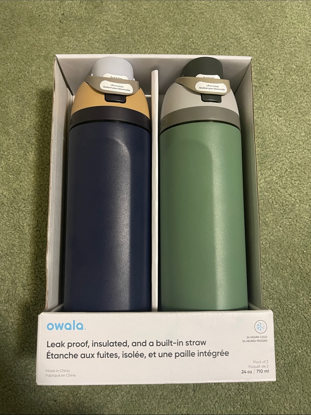 Owala 24oz Insulated Water Bottle Set - Navy & Sage